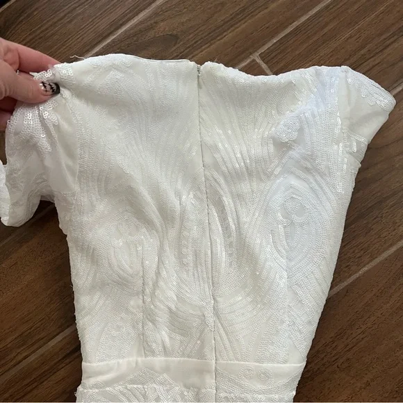 White Lulus sequin jumpsuit NWT - Picture 9 of 9